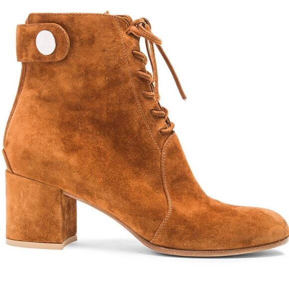GIANVITO ROSSI Suede Finlay Boots Victorian shoes lace up heels buckle booties - Picture 1 of 8